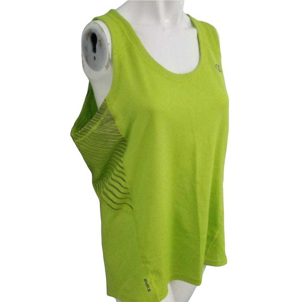 Champion Performax Dri-Wick Workout Shirt Sz Large Neon Green with Grey Stripes